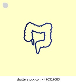 Large intestine icon flat.