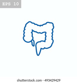 Large intestine icon flat.