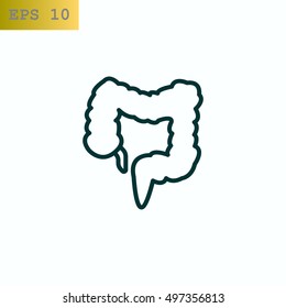 Large intestine icon flat.