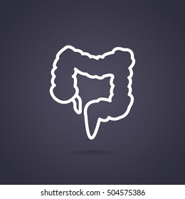 Large intestine icon flat.