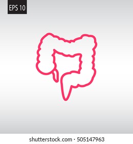 Large intestine icon flat.