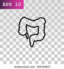 Large intestine icon flat.