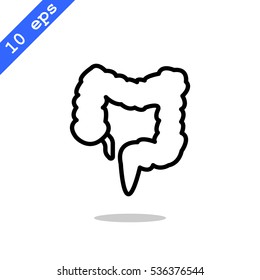 Large intestine icon flat.
