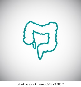Large intestine icon flat.