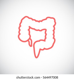 Large intestine icon flat.