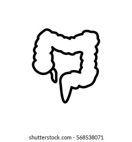 Large intestine icon flat.