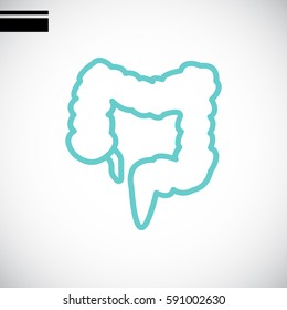 Large intestine icon flat.