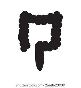 Icono de intestino Grande Ilustración de estilo de moda de Vector plano aislado para Web y App..eps
