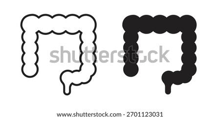 Large intestine icon vector glyph flat and trendy stroke line pack