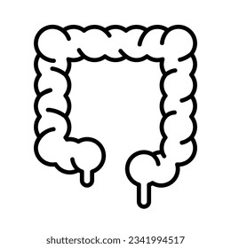 Large intestine icon vector illustration design, line art style icon, human internal organs