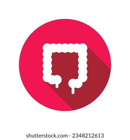 Icono intestinal grande ilustración vectorial con sombra larga