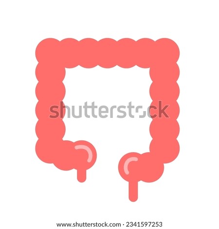 Large intestine icon vector illustration design, human anatomy cute flat icon design, internal organs image