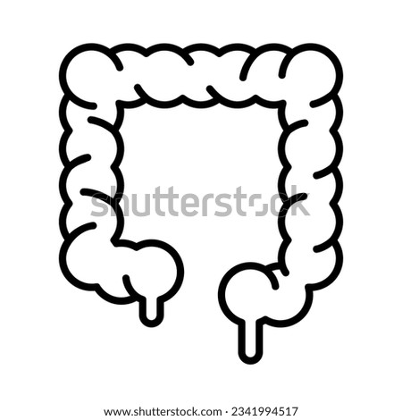 Large intestine icon vector illustration design, line art style icon, human internal organs