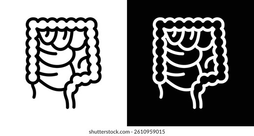 Large intestine icon Vector isolated outline drawing.