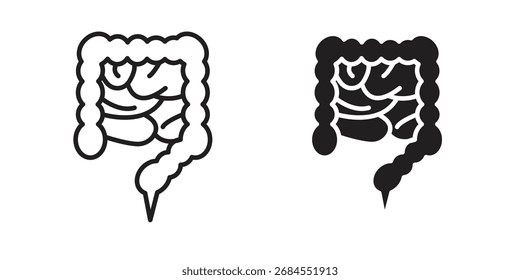 Conjunto de Vector simple de los iconos del intestino Grande. conjunto de símbolos de la muestra del logotipo