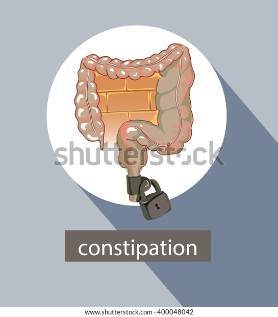Large intestine info graphic design. Bowel.\
Constipation. \
Intoxication