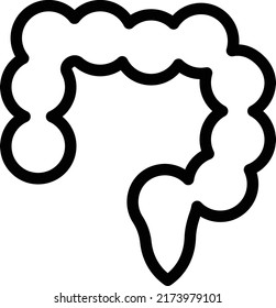 large intestine Vector illustration on a transparent background.Premium quality symbols.Thin line vector   icon for concept and graphic design.