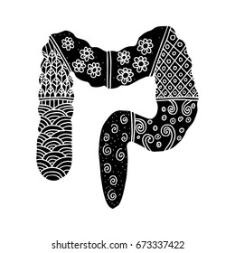Large intestine in zentangle