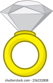 Large isolated diamond ring cartoon 
