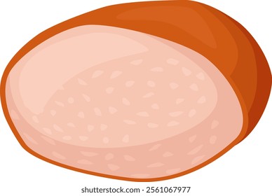 Large, juicy slice of cooked ham resting on a clean white background, highlighting its savory texture and mouthwatering appeal, perfect for any meal or festive occasion