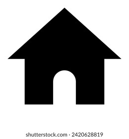 A large kennel symbol in the center. Isolated black symbol