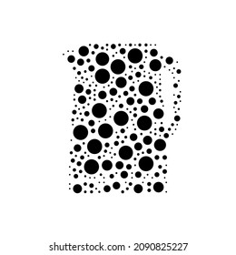 A large kettle symbol in the center made in pointillism style. The center symbol is filled with black circles of various sizes. Vector illustration on white background