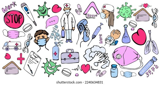 Large kit to stop the covid-19 coronavirus. Doctors and medical supplies