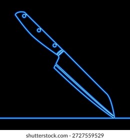 Large kitchen knife isolated icon neon glow vector illustration concept