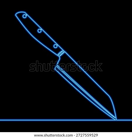Large kitchen knife isolated icon neon glow vector illustration concept