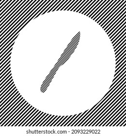 A Large Kitchen Knife Symbol In The Center As A Hatch Of Black Lines On A White Circle. Interlaced Effect. Seamless Pattern With Striped Black And White Diagonal Slanted Lines