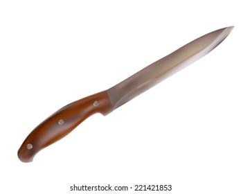 Large Knife with Wooden Handle Vector Illustration 