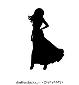 A large lady symbol in the center. Isolated black symbol. Vector illustration on white background