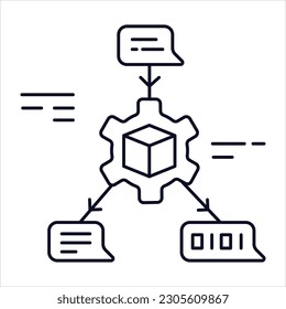 Icono de modelo de lenguaje grande: Procesamiento de Lenguas Naturales Impulsado por IA. Icono de trazo modificable del vector.