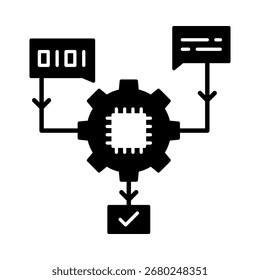Grande modelo de lenguaje (LLM), procesamiento de lenguaje de IA, generación de texto, modelos de aprendizaje automático, tareas de PNL e IA basada en lenguaje. Ilustración vectorial plana.