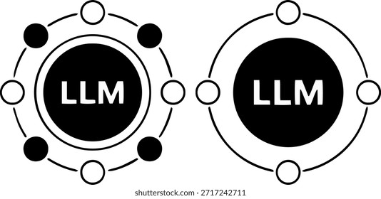 großes Sprachmodell llm ai Symbol, flacher minimaler Vektor, schwarz weiß