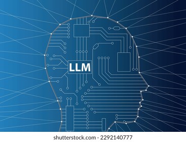 Large Language Model (LLM) and Generative Artificial Intelligence (AI) illustration with deep neural network and silhouette of person