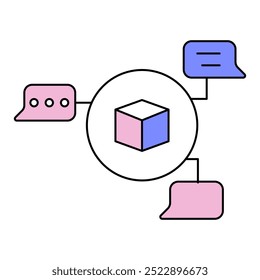 Icono de solicitud de modelo de lenguaje Grande. Representación de modelos de lenguaje de IA. Ingeniería de Instrucción. Modelo de interacción. Procesamiento de PNL. Vector Icono editable.