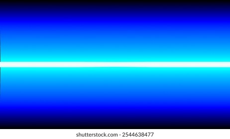 Großer Laserstrahl auf schwarzem Hintergrund, perfekt für Technik und zukünftige Themenhintergründe. Horizontales weißes blaues Neonlicht.