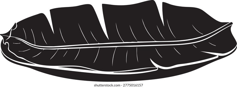 A large leaf with distinct parallel veins and serrated edges