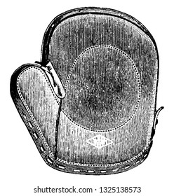 A large leather glove worn by baseball players of the defending team which assists players in catching and fielding balls hit by a batter, vintage line art illustration. Bicycle Accessories - 1900
