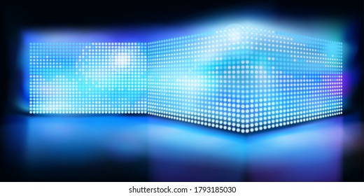 Large led projection screens. Light show on the stage. Colorful abstract background. Vector illustration.