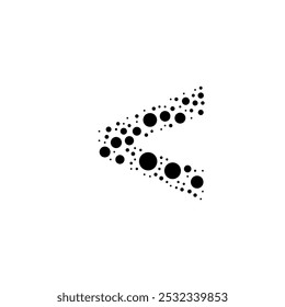 A large less symbol in the center made in pointillism style. The center symbol is filled with black circles of various sizes. Vector illustration on white background