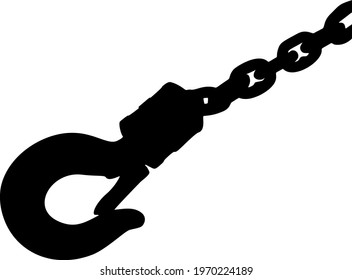 Large lifting hook on a chain. Vector image. 