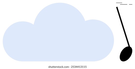 Large light blue cloud beside a black musical note in simple design ideal for, creativity technology relaxation inspiration education and simplicity concepts in a minimalist style