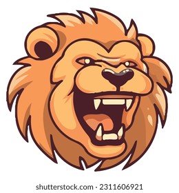 Large lion mascot roaring with aggression isolated