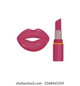 große Lippen mit rosafarbenem Lippenstift lackiert. Frauenkosmetik