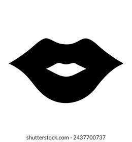 Un gran símbolo de labios en el centro. Símbolo negro aislado