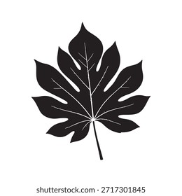 Grande Ilustración vectorial de icono de silueta de hoja lobulada sobre fondo blanco