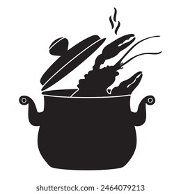 Large lobster in a pan with a lid