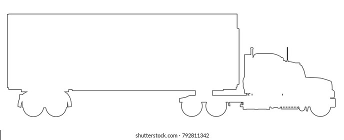 A large lorry in black outline on a white background